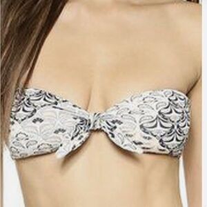 NEW Eberjey Drifter Lolita Blue and Cream Bikini‎ Top Med